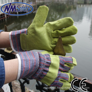 NMSAFETY good Cow Split yellow leather work gloves